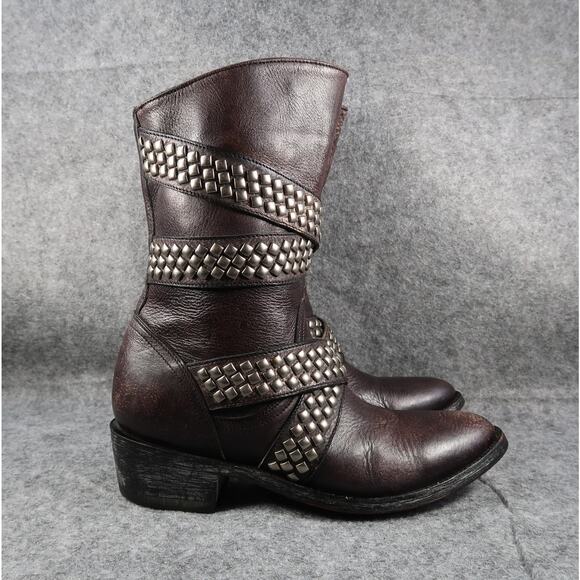 Old Gringo Boots Womens 6 Moto Western Queentia Short Leather Stud Biker Pull On - Picture 2 of 16